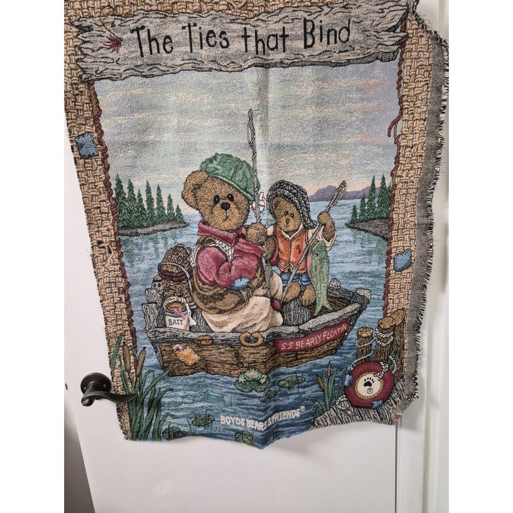 Boyd Bear Tapestry 26x36 In. Wall Hanging "Ss Bearly Floatin'" Ragged Edges Cute